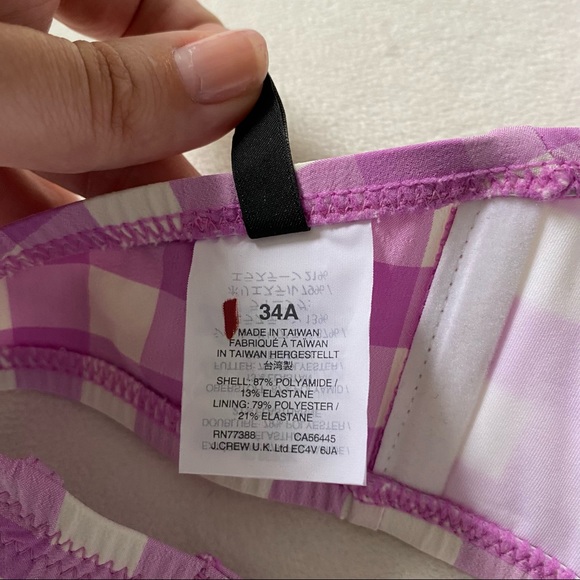 NWT J. Crew Purple & White Gingham Underwire Bikini Top 34A - Picture 5 of 6